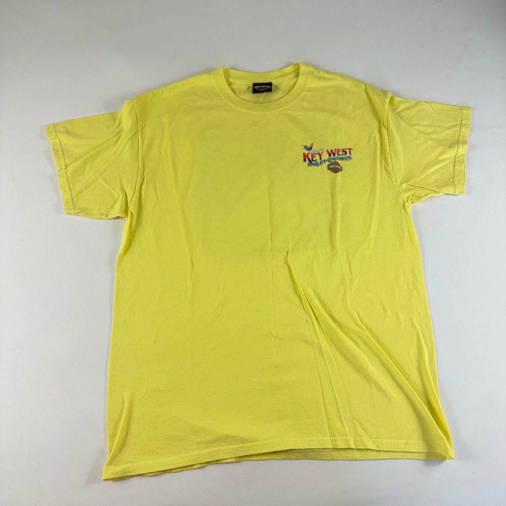 Harley Davidson Medium Key West Florida‎ USA Graphic T Shirt Men's Yellow Tee